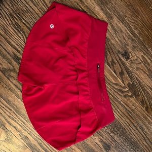 Red lululemon speed up shorts